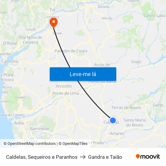 Caldelas, Sequeiros e Paranhos to Gandra e Taião map
