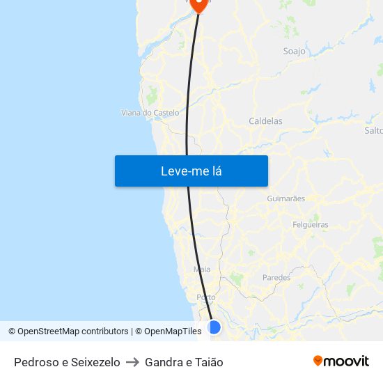 Pedroso e Seixezelo to Gandra e Taião map