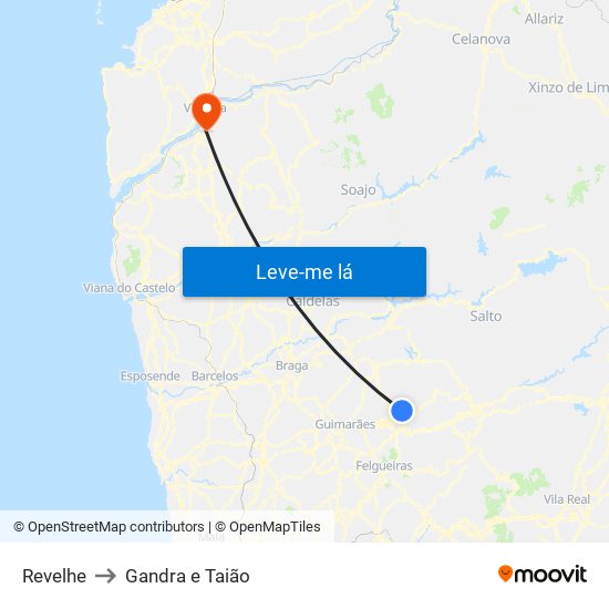 Revelhe to Gandra e Taião map