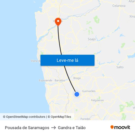 Pousada de Saramagos to Gandra e Taião map