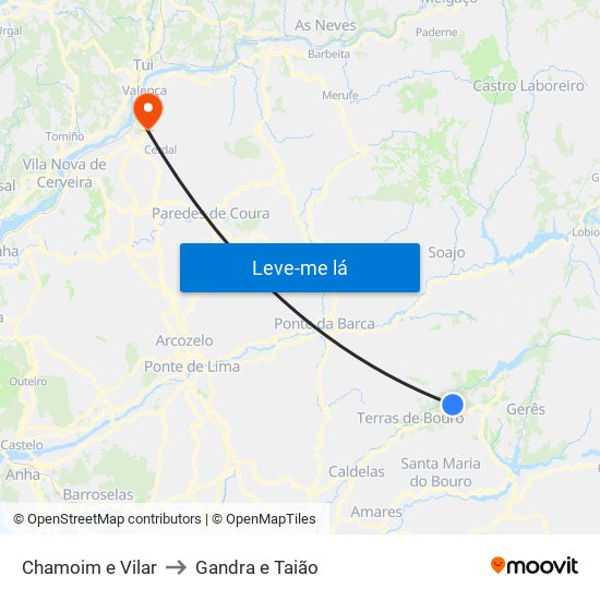 Chamoim e Vilar to Gandra e Taião map