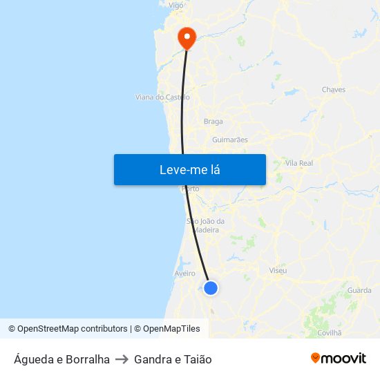 Águeda e Borralha to Gandra e Taião map