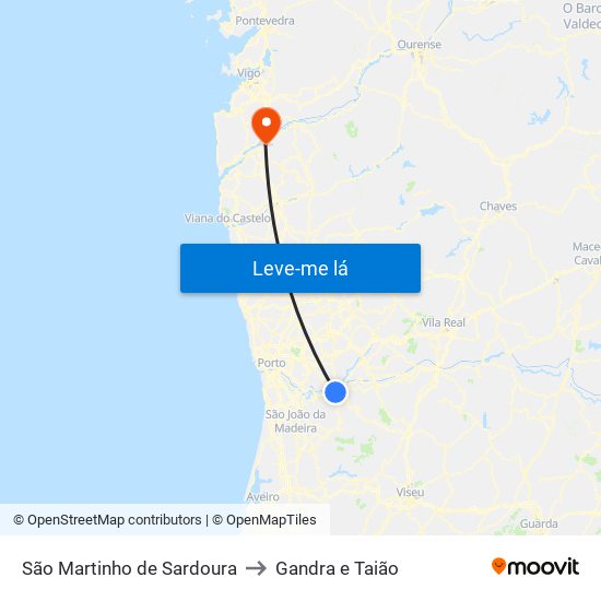 São Martinho de Sardoura to Gandra e Taião map