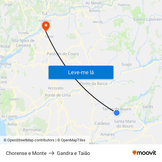 Chorense e Monte to Gandra e Taião map