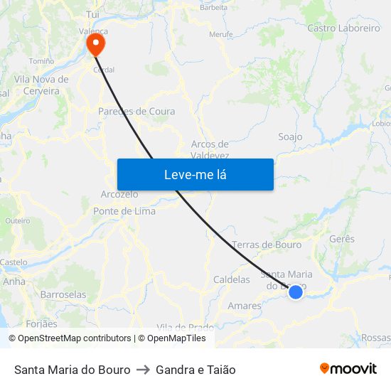 Santa Maria do Bouro to Gandra e Taião map