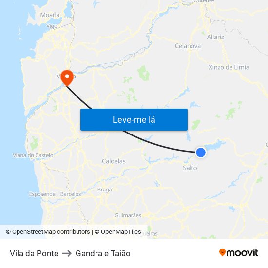 Vila da Ponte to Gandra e Taião map