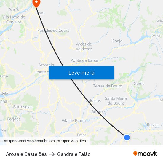 Arosa e Castelões to Gandra e Taião map