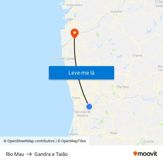 Rio Mau to Gandra e Taião map