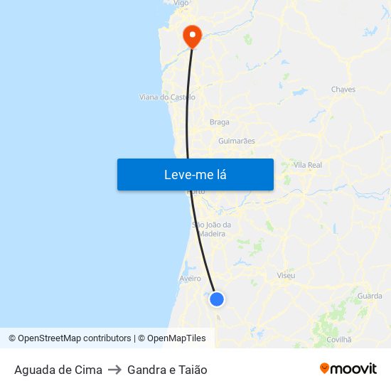 Aguada de Cima to Gandra e Taião map
