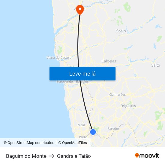 Baguim do Monte to Gandra e Taião map