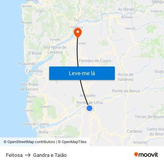 Feitosa to Gandra e Taião map