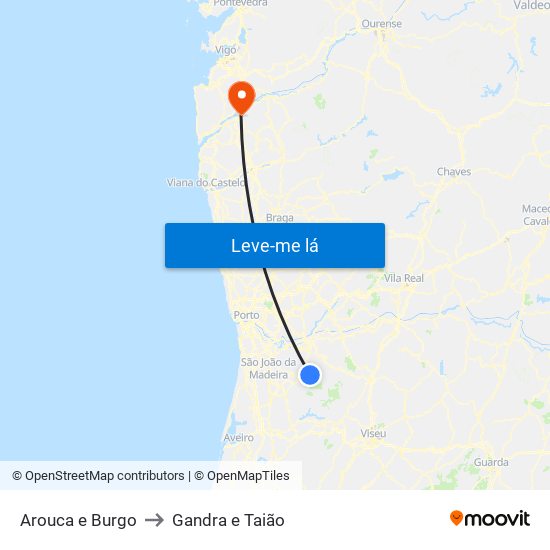 Arouca e Burgo to Gandra e Taião map