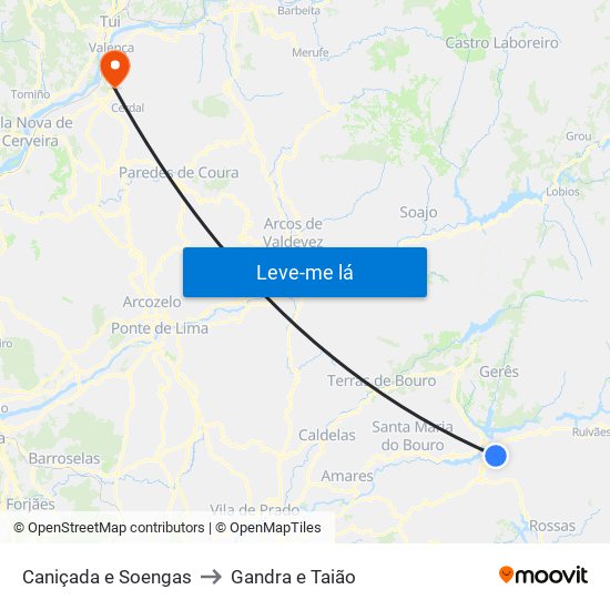 Caniçada e Soengas to Gandra e Taião map