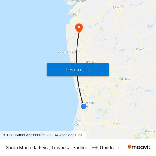 Santa Maria da Feira, Travanca, Sanfins e Espargo to Gandra e Taião map