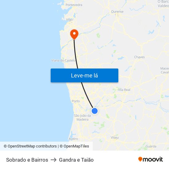 Sobrado e Bairros to Gandra e Taião map