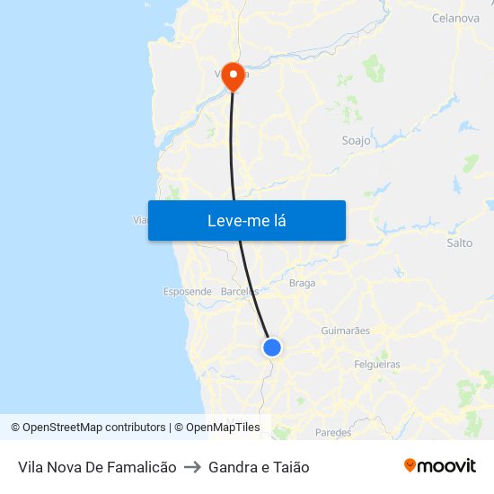 Vila Nova De Famalicão to Gandra e Taião map