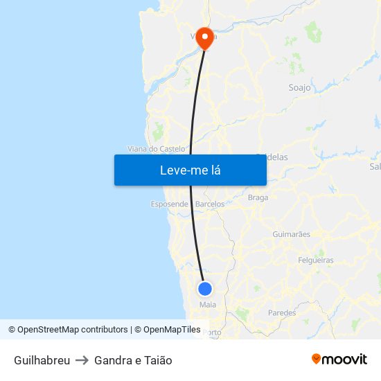 Guilhabreu to Gandra e Taião map