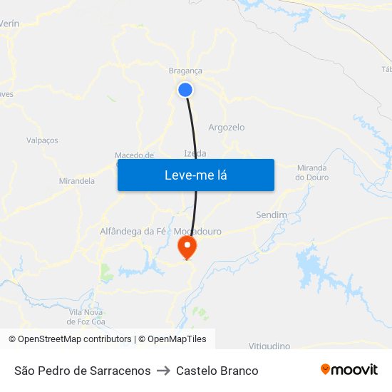 São Pedro de Sarracenos to Castelo Branco map