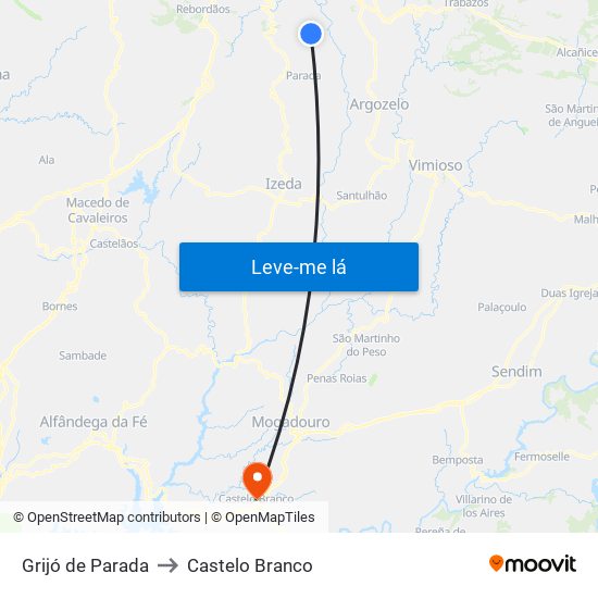 Grijó de Parada to Castelo Branco map