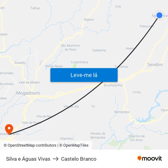 Silva e Águas Vivas to Castelo Branco map
