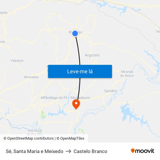 Sé, Santa Maria e Meixedo to Castelo Branco map