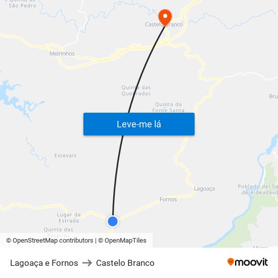 Lagoaça e Fornos to Castelo Branco map