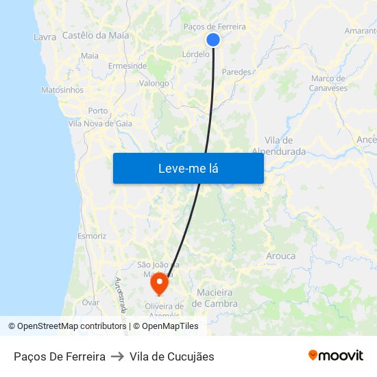 Paços De Ferreira to Vila de Cucujães map