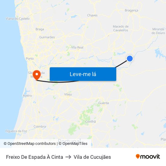 Freixo De Espada À Cinta to Vila de Cucujães map