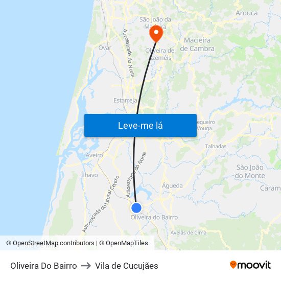 Oliveira Do Bairro to Vila de Cucujães map