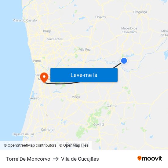 Torre De Moncorvo to Vila de Cucujães map