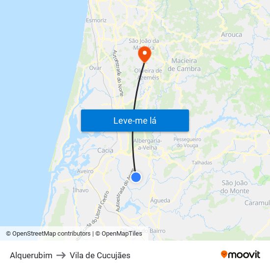 Alquerubim to Vila de Cucujães map
