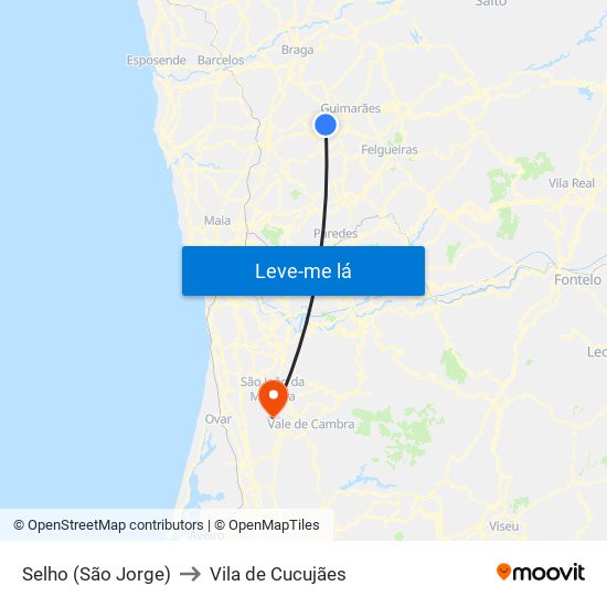 Selho (São Jorge) to Vila de Cucujães map