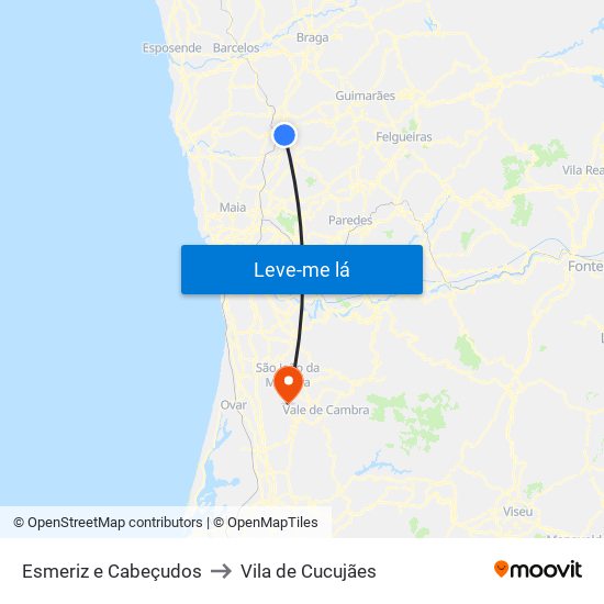 Esmeriz e Cabeçudos to Vila de Cucujães map