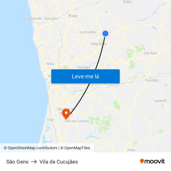 São Gens to Vila de Cucujães map
