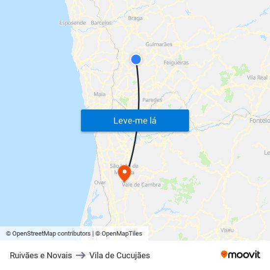 Ruivães e Novais to Vila de Cucujães map