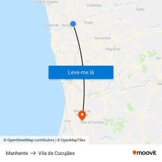 Manhente to Vila de Cucujães map