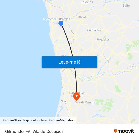 Gilmonde to Vila de Cucujães map