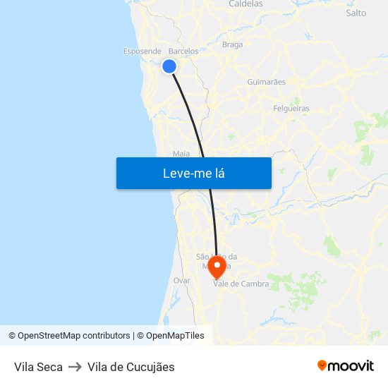 Vila Seca to Vila de Cucujães map