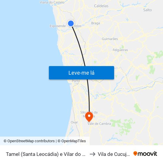 Tamel (Santa Leocádia) e Vilar do Monte to Vila de Cucujães map