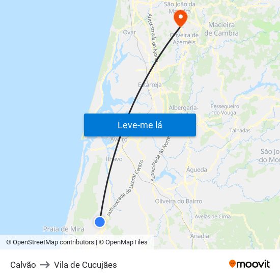 Calvão to Vila de Cucujães map
