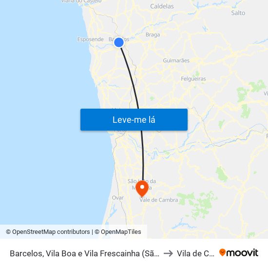 Barcelos, Vila Boa e Vila Frescainha (São Martinho e São Pedro) to Vila de Cucujães map