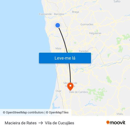 Macieira de Rates to Vila de Cucujães map