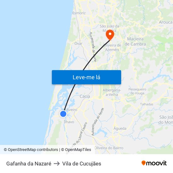 Gafanha da Nazaré to Vila de Cucujães map