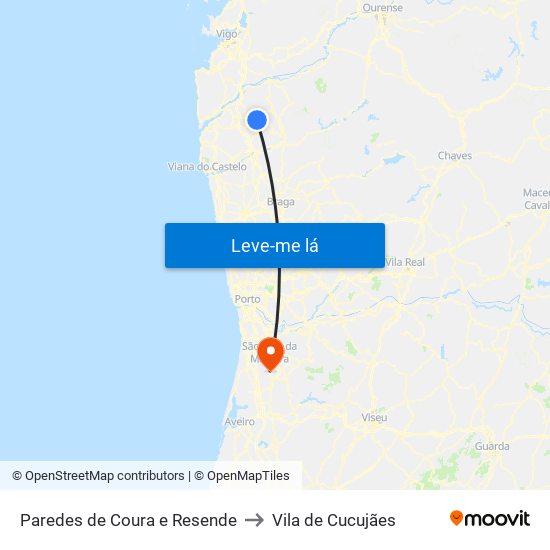 Paredes de Coura e Resende to Vila de Cucujães map