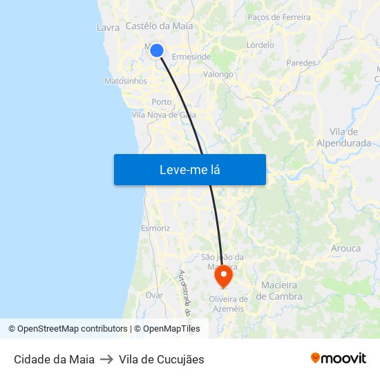 Cidade da Maia to Vila de Cucujães map
