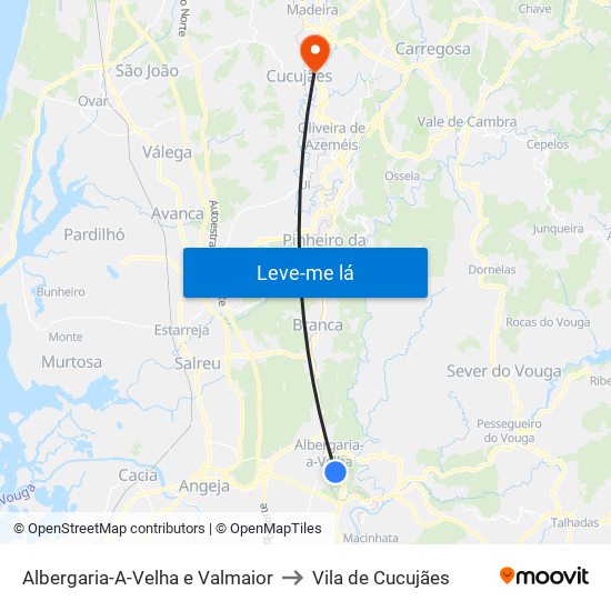 Albergaria-A-Velha e Valmaior to Vila de Cucujães map