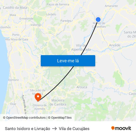 Santo Isidoro e Livração to Vila de Cucujães map