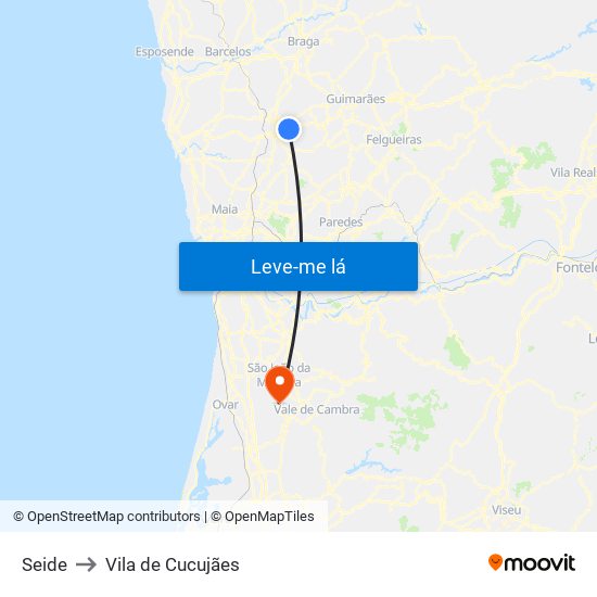 Seide to Vila de Cucujães map