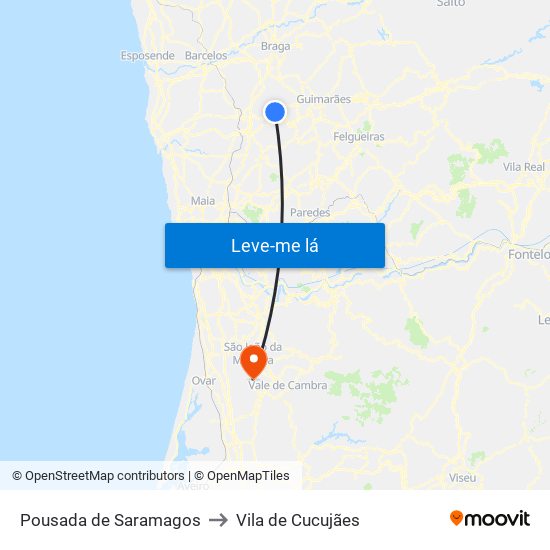 Pousada de Saramagos to Vila de Cucujães map