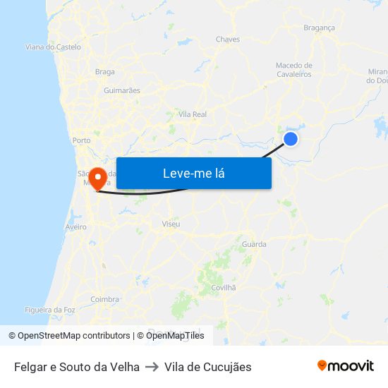 Felgar e Souto da Velha to Vila de Cucujães map